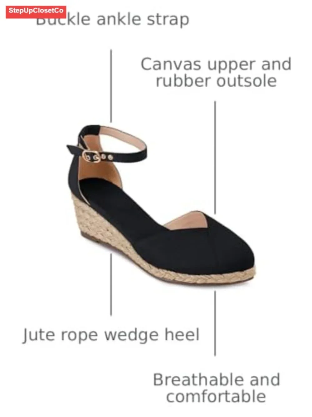 Canvas Espadrilles Platform Wedge Sandals Ankle Strap Casual Summer
